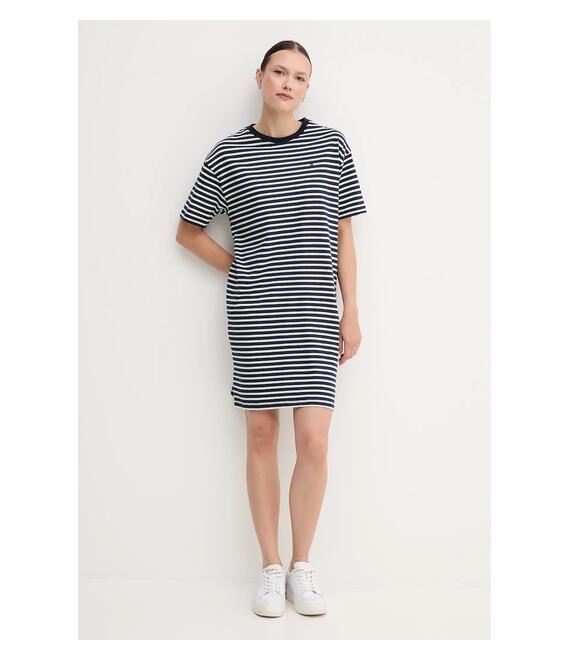 Βαμβακερό φόρεμα Tommy Hilfiger χρώμα: ναυτικό μπλε, UW0UW05937