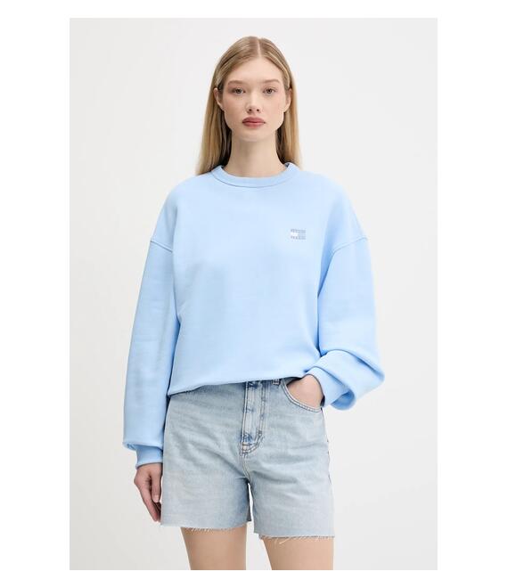 Βαμβακερή μπλούζα Tommy Jeans γυναικεία, χρώμα: άσπρο, DW0DW19408