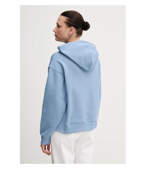 Βαμβακερή μπλούζα Tommy Jeans γυναικεία, χρώμα: ροζ, με κουκούλα, DW0DW19414