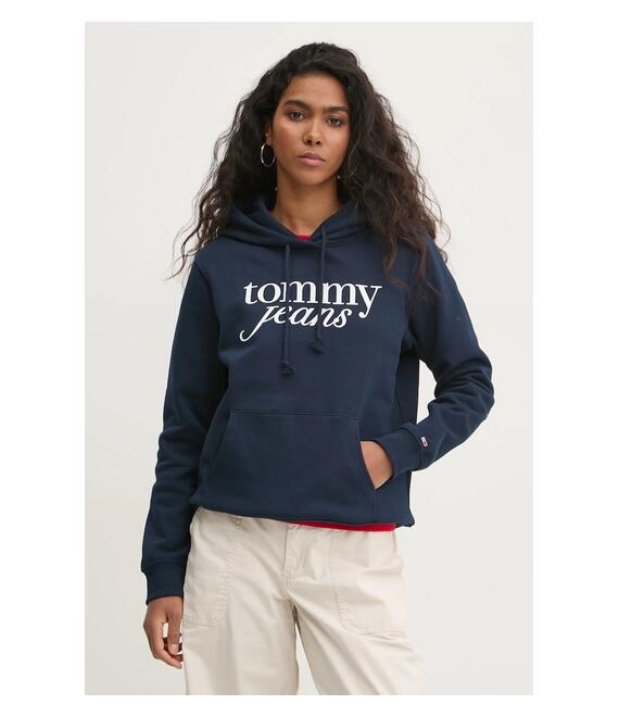 Μπλούζα Tommy Jeans χρώμα: ναυτικό μπλε, με κουκούλα, DW0DW20170