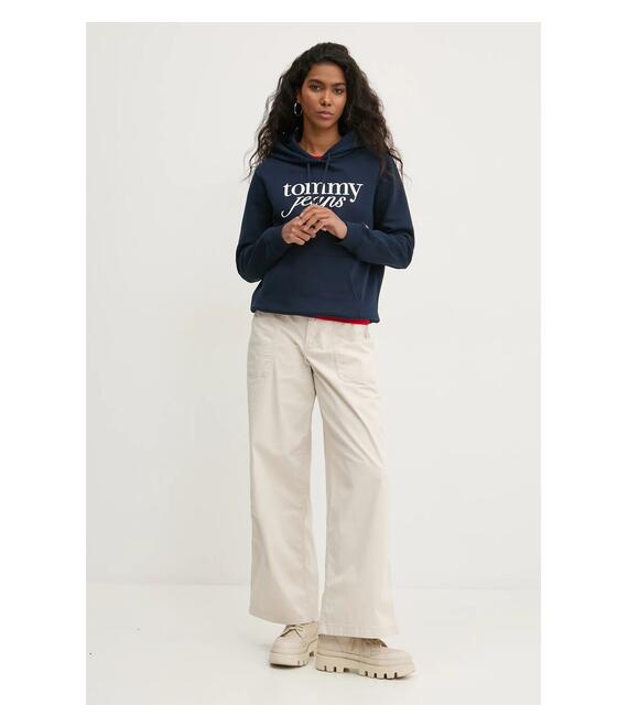 Μπλούζα Tommy Jeans χρώμα: ναυτικό μπλε, με κουκούλα, DW0DW20170