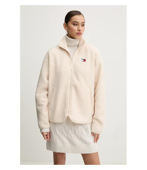 Φλις μπουφάν Tommy Jeans χρώμα: μπεζ, DW0DW20174