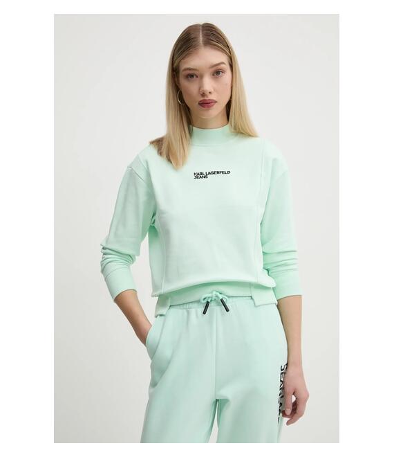 Βαμβακερή μπλούζα Karl Lagerfeld Jeans γυναικεία, χρώμα: πράσινο, A1W20018