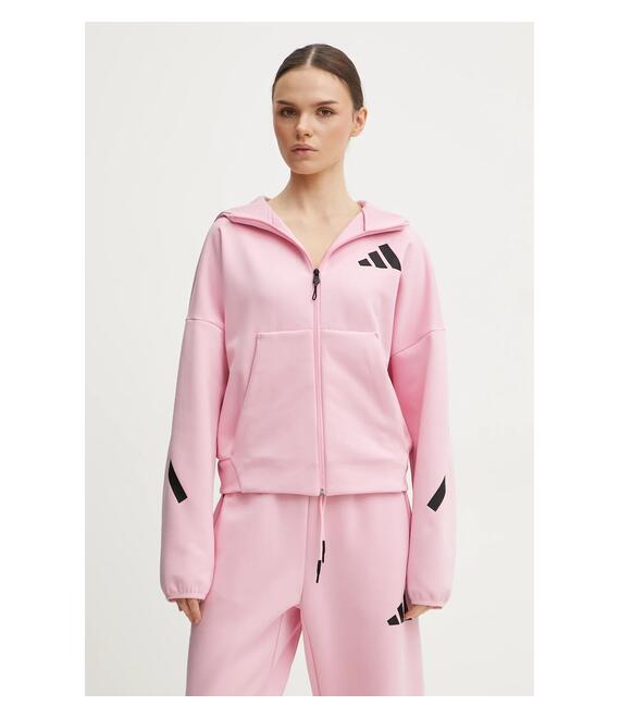 Μπλούζα adidas Z.N.E. χρώμα: ροζ, με κουκούλα, JC5393
