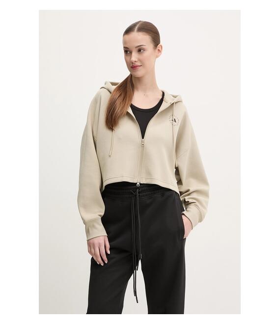 Μπλούζα adidas by Stella McCartney χρώμα: μπεζ, με κουκούλα, JJ0143