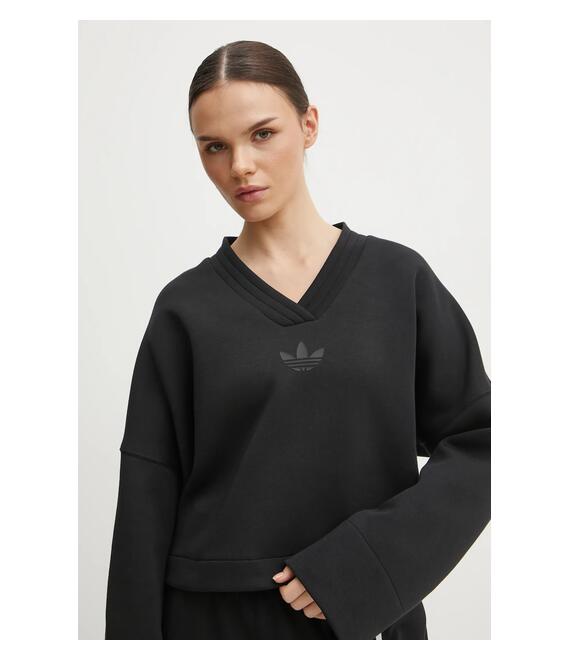 Μπλούζα adidas Originals V-SWEATSHIRT χρώμα: μαύρο, JJ0958