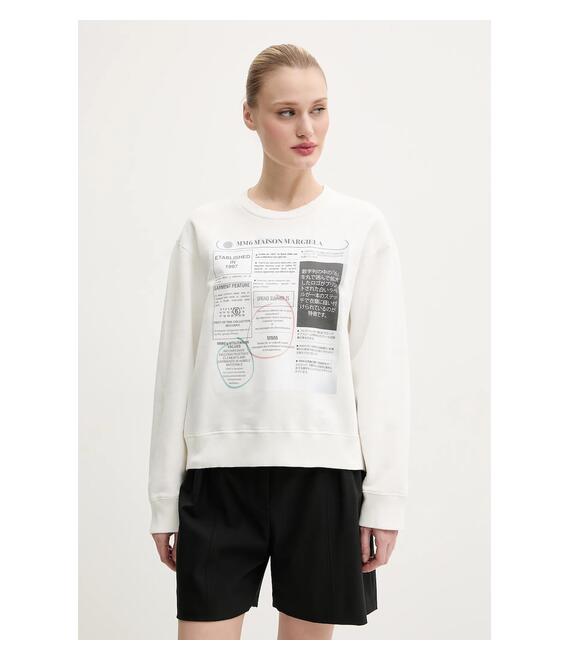 Βαμβακερή μπλούζα MM6 Maison Margiela γυναικεία, χρώμα: άσπρο, S52GU0242.M25012
