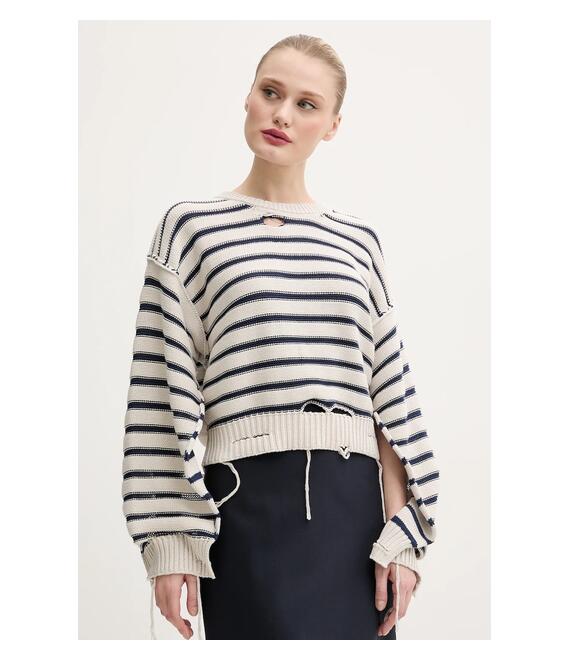 Πουλόβερ MM6 Maison Margiela χρώμα: μπεζ, S52HL0042.M13080