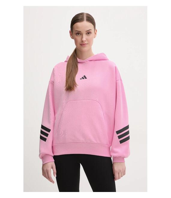 Μπλούζα adidas Future Icons χρώμα: ροζ, με κουκούλα, JE0183