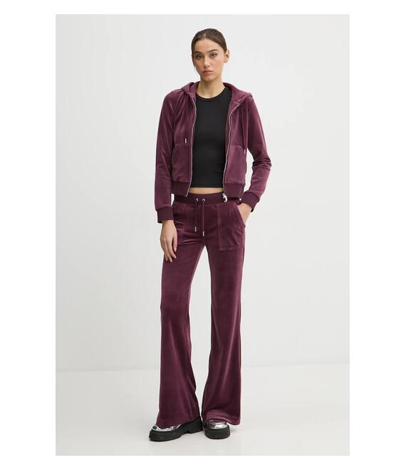 Μπλούζα Juicy Couture χρώμα: μπορντό, με κουκούλα, JCAP176EU