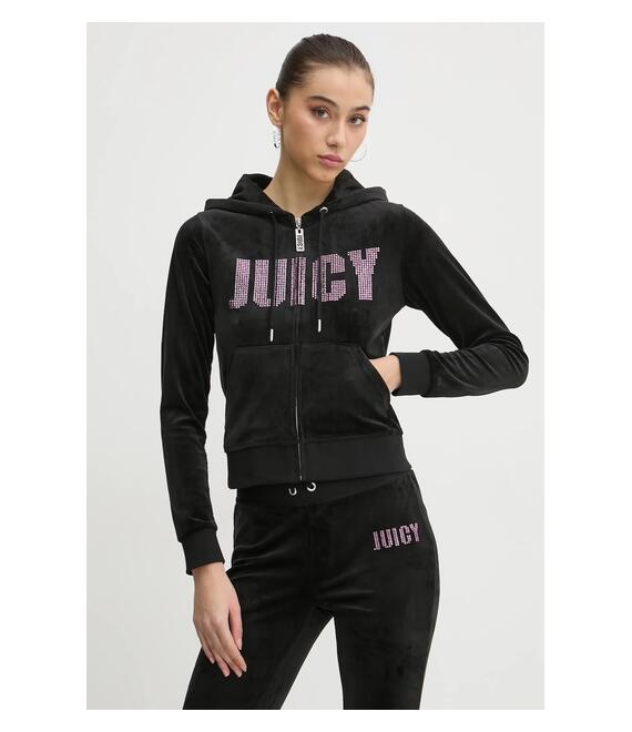 Μπλούζα Juicy Couture χρώμα: μαύρο, με κουκούλα, JCBAS125861