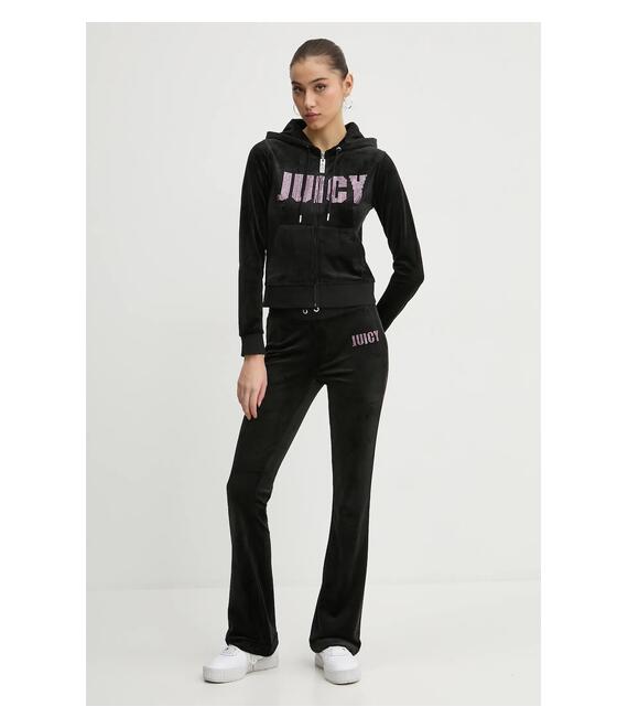 Μπλούζα Juicy Couture χρώμα: μαύρο, με κουκούλα, JCBAS125861
