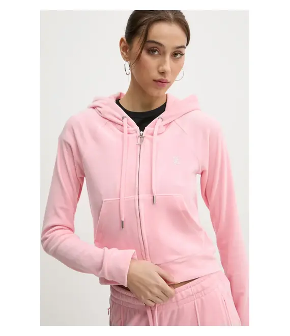 Μπλούζα Juicy Couture χρώμα: ροζ, με κουκούλα, JCWA122001