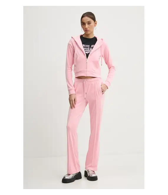 Μπλούζα Juicy Couture χρώμα: ροζ, με κουκούλα, JCWA122001