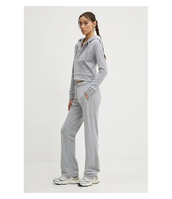 Μπλούζα Juicy Couture χρώμα: γκρι, με κουκούλα, JCWA122001