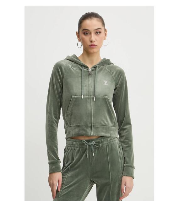 Μπλούζα Juicy Couture χρώμα: πράσινο, με κουκούλα, JCWA122001