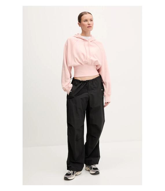 Βαμβακερή μπλούζα adidas by Stella McCartney γυναικεία, χρώμα: πορτοκαλί, με κουκούλα, JJ4161