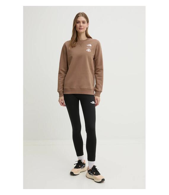 Βαμβακερή μπλούζα The North Face Outdoor Graphic γυναικεία, χρώμα: καφέ, NF0A8C246IH1