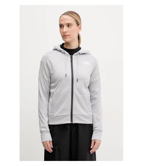 Αθλητική μπλούζα The North Face Reaxion χρώμα: γκρι, με κουκούλα, NF0A8CNRDYX1