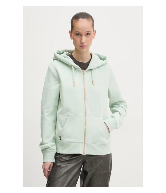 Βαμβακερή μπλούζα Superdry γυναικεία, χρώμα: πράσινο, με κουκούλα, W2012358A-1WM