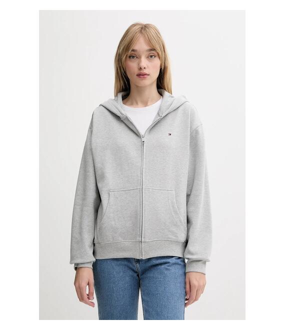 Μπλούζα Tommy Hilfiger χρώμα: γκρι, με κουκούλα, UW0UW05772