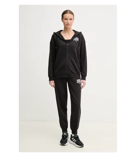 Μπλούζα Puma χρώμα: μαύρο, με κουκούλα, 685033