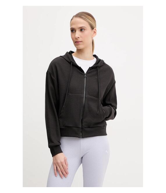 Μπλούζα Puma χρώμα: μαύρο, με κουκούλα, 685056