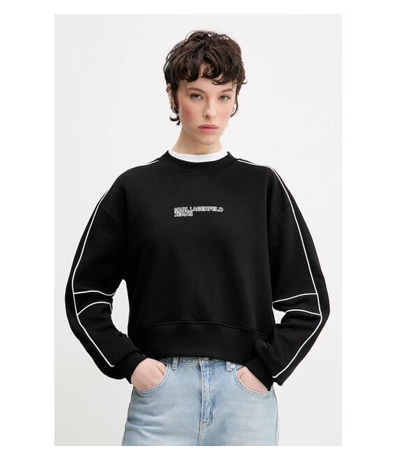 Βαμβακερή μπλούζα Karl Lagerfeld Jeans γυναικεία, χρώμα: μαύρο, A2W20016