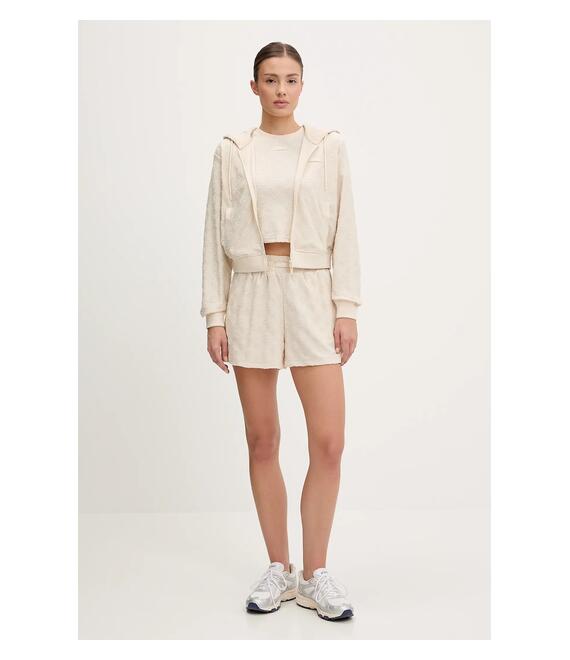 Μπλούζα Guess PEONY χρώμα: μπεζ, με κουκούλα, V5GQ00 KCT02