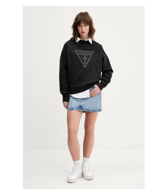 Βαμβακερή μπλούζα Guess Originals γυναικεία, χρώμα: μαύρο, W5GQ03 K68I4
