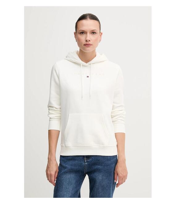 Μπλούζα Tommy Jeans χρώμα: άσπρο, με κουκούλα, DW0DW20304