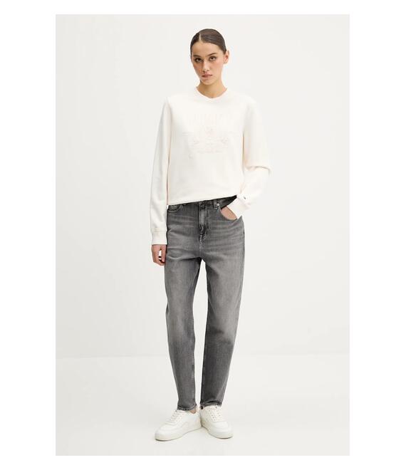 Βαμβακερή μπλούζα Tommy Jeans γυναικεία, χρώμα: μπεζ, DW0DW20637