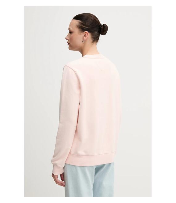 Βαμβακερή μπλούζα Tommy Jeans γυναικεία, χρώμα: ροζ, DW0DW20637