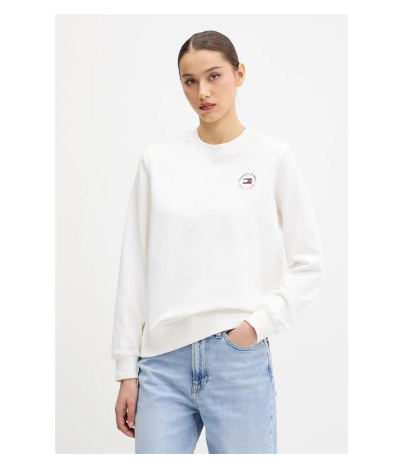 Βαμβακερή μπλούζα Tommy Jeans γυναικεία, χρώμα: άσπρο, DW0DW20639