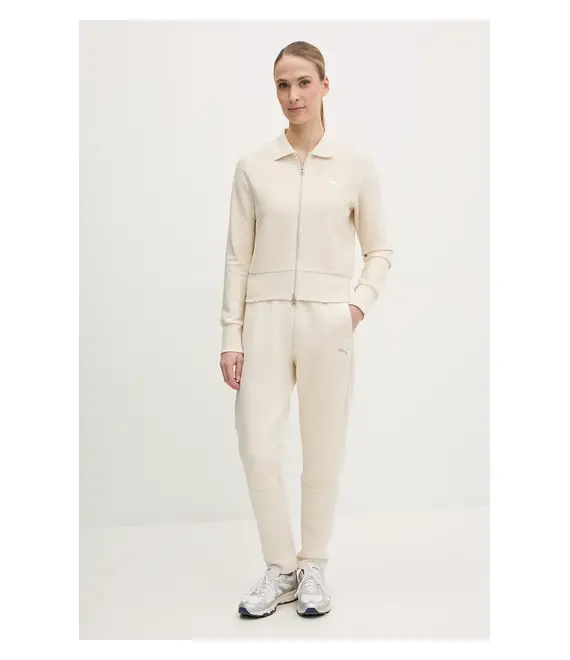 Βαμβακερή μπλούζα Puma γυναικεία, χρώμα: μπεζ, 629781
