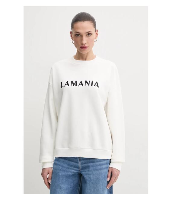 Βαμβακερή μπλούζα La Mania γυναικεία, χρώμα: άσπρο, CHILL
