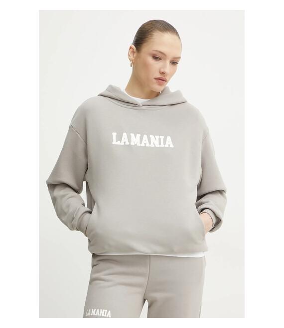 Μπλούζα La Mania χρώμα: μπεζ, με κουκούλα, YOUNG