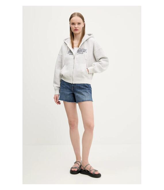 Μπλούζα Abercrombie & Fitch χρώμα: γκρι, με κουκούλα, KI185-5011