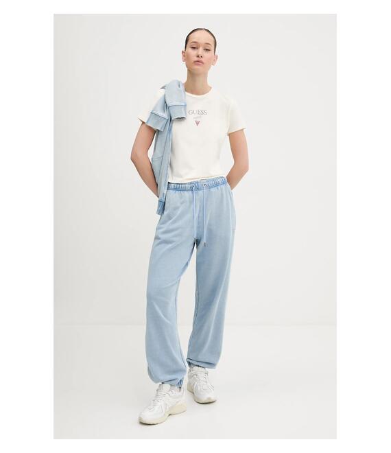 Βαμβακερή μπλούζα Guess Jeans γυναικεία, χρώμα: μπλε, W5GQ28 KCTJ1
