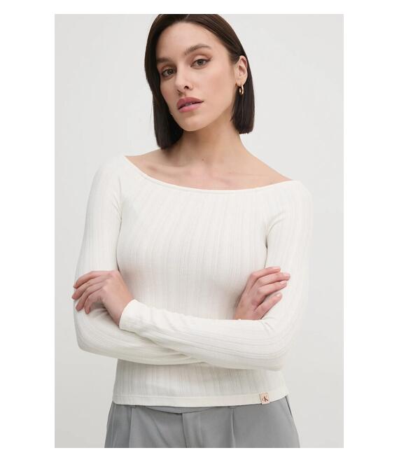 Μακρυμάνικο Calvin Klein Jeans χρώμα: μπεζ, J20J224992