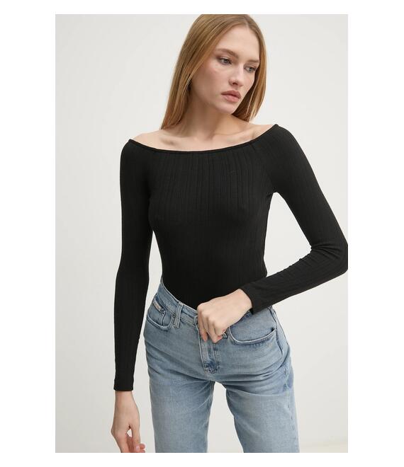 Μακρυμάνικο Calvin Klein Jeans χρώμα: μαύρο, J20J224992