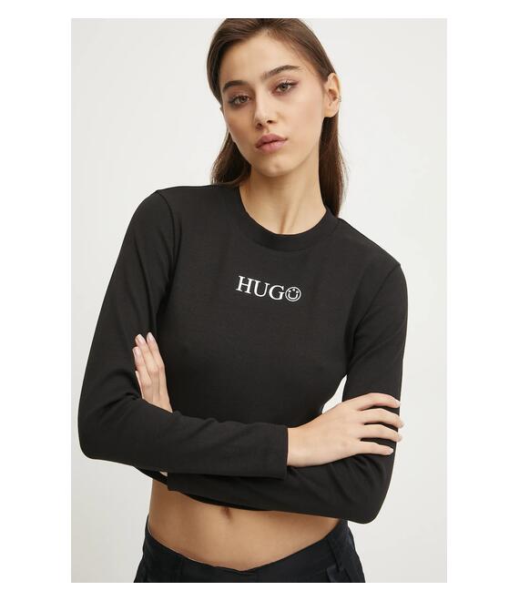 Μακρυμάνικο Hugo Blue χρώμα: μαύρο, 50537288