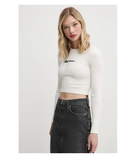 Μακρυμάνικο Karl Lagerfeld Jeans χρώμα: μπεζ, A1W17037