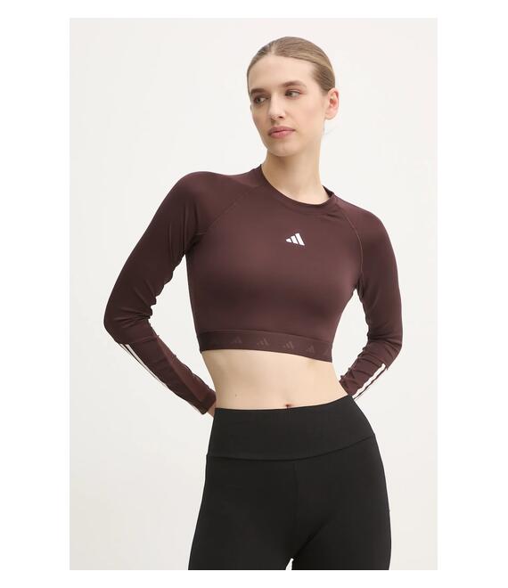 Μακρυμάνικο προπόνησης adidas Performance Hyperglam χρώμα: καφέ, IX3247