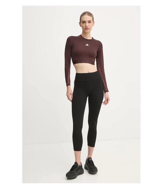 Μακρυμάνικο προπόνησης adidas Performance Hyperglam χρώμα: καφέ, IX3247