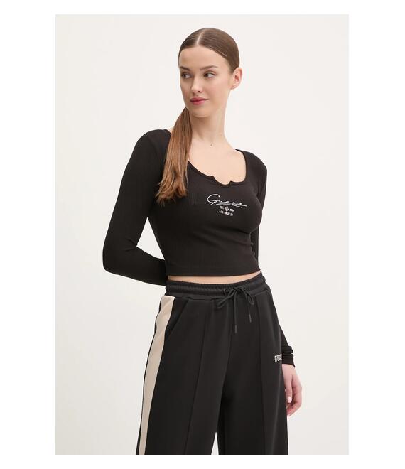 Μακρυμάνικο Guess SUZANNE χρώμα: μαύρο, V5RP01 KBCO2