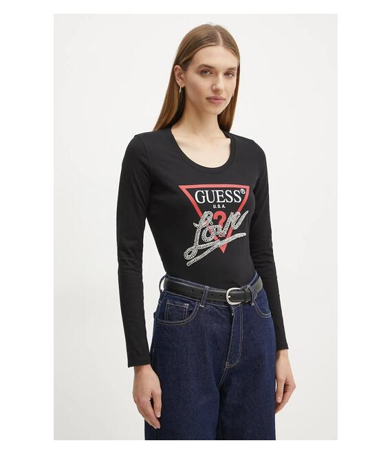 Μακρυμάνικο Guess χρώμα: μαύρο, W5RI64 I3Z14