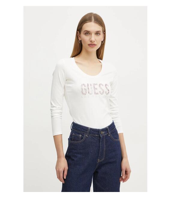 Μακρυμάνικο Guess χρώμα: μπεζ, W5RI66 I3Z14