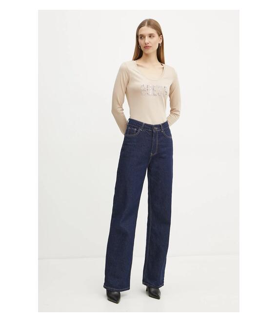 Μακρυμάνικο Guess χρώμα: μπεζ, W5RI66 I3Z14