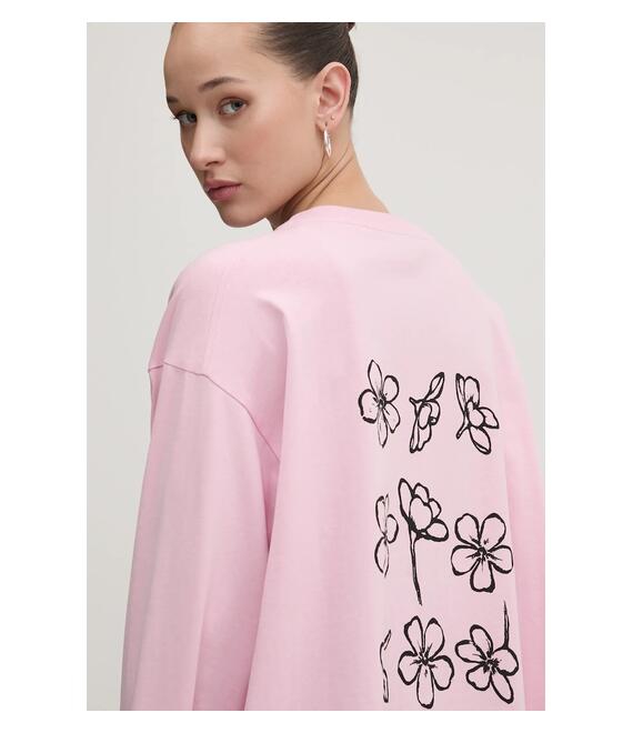 Βαμβακερή μπλούζα με μακριά μανίκια Moschino Jeans χρώμα: ροζ, 1208 3229